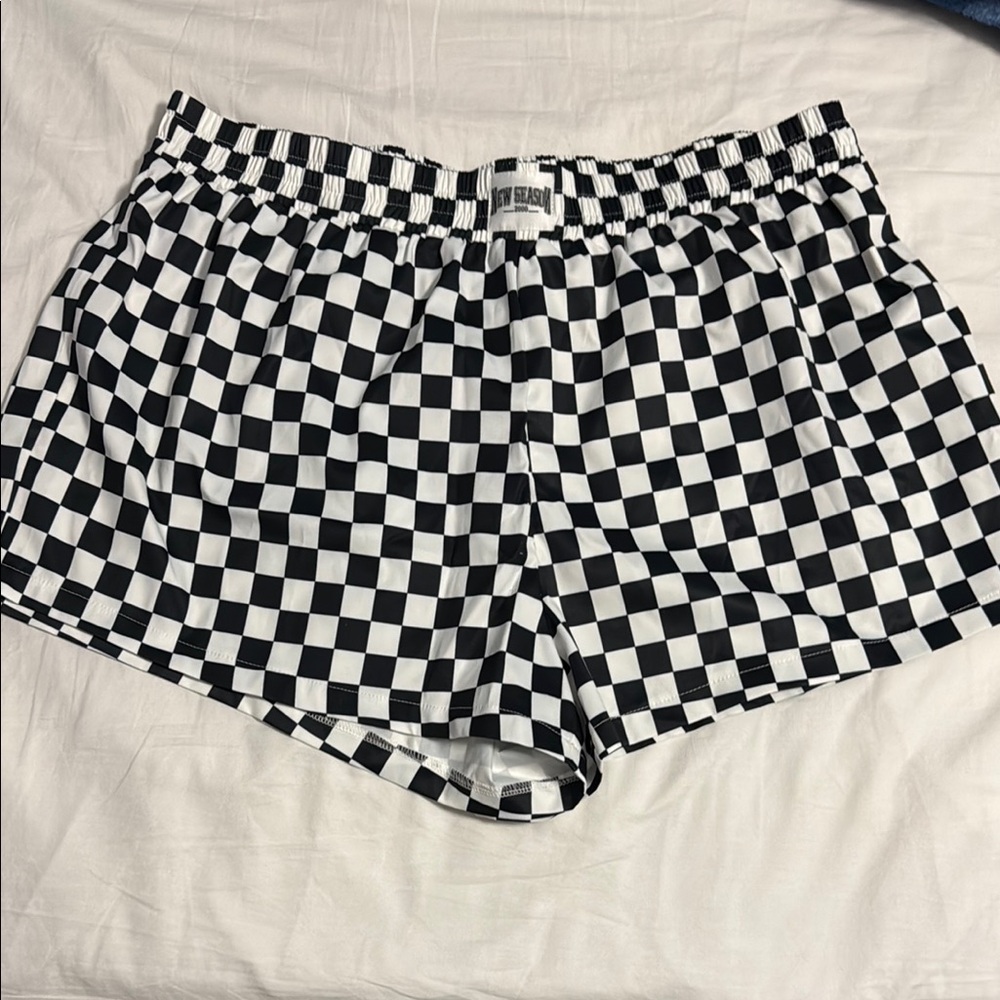 Checkered Black and White Women's Shorts